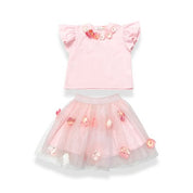 Floral Applique Flutter Slv Tee - doe a dear