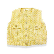 Gold Buttons Tweed Vest Yellow - doe a dear