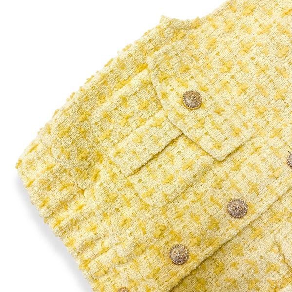 Gold Buttons Tweed Vest Yellow - doe a dear