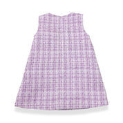Floral Brooch Pearl Trim Sleeveless Tweed Dress - doe a dear