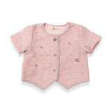 Floral Embellish Short Slv Tweed Jacket - Pink