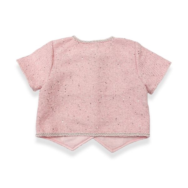 Floral Embellish Short Slv Tweed Jacket - Pink - doe a dear