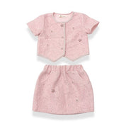 Floral Embellish Short Slv Tweed Jacket - Pink - doe a dear