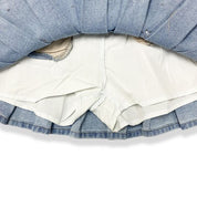 Floral Embellish Pleat Denim Skirt - doe a dear