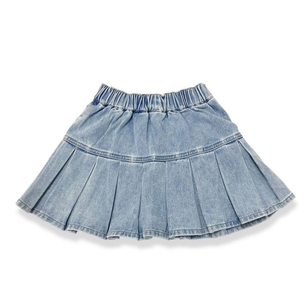 Floral Embellish Pleat Denim Skirt - doe a dear