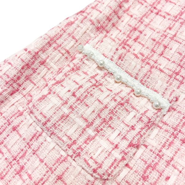 Floral Brooch Pearl Trim Sleeveless Tweed Dress - doe a dear