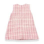 Floral Brooch Pearl Trim Sleeveless Tweed Dress - doe a dear