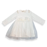 Pleat Applique Mesh Tulle Dress