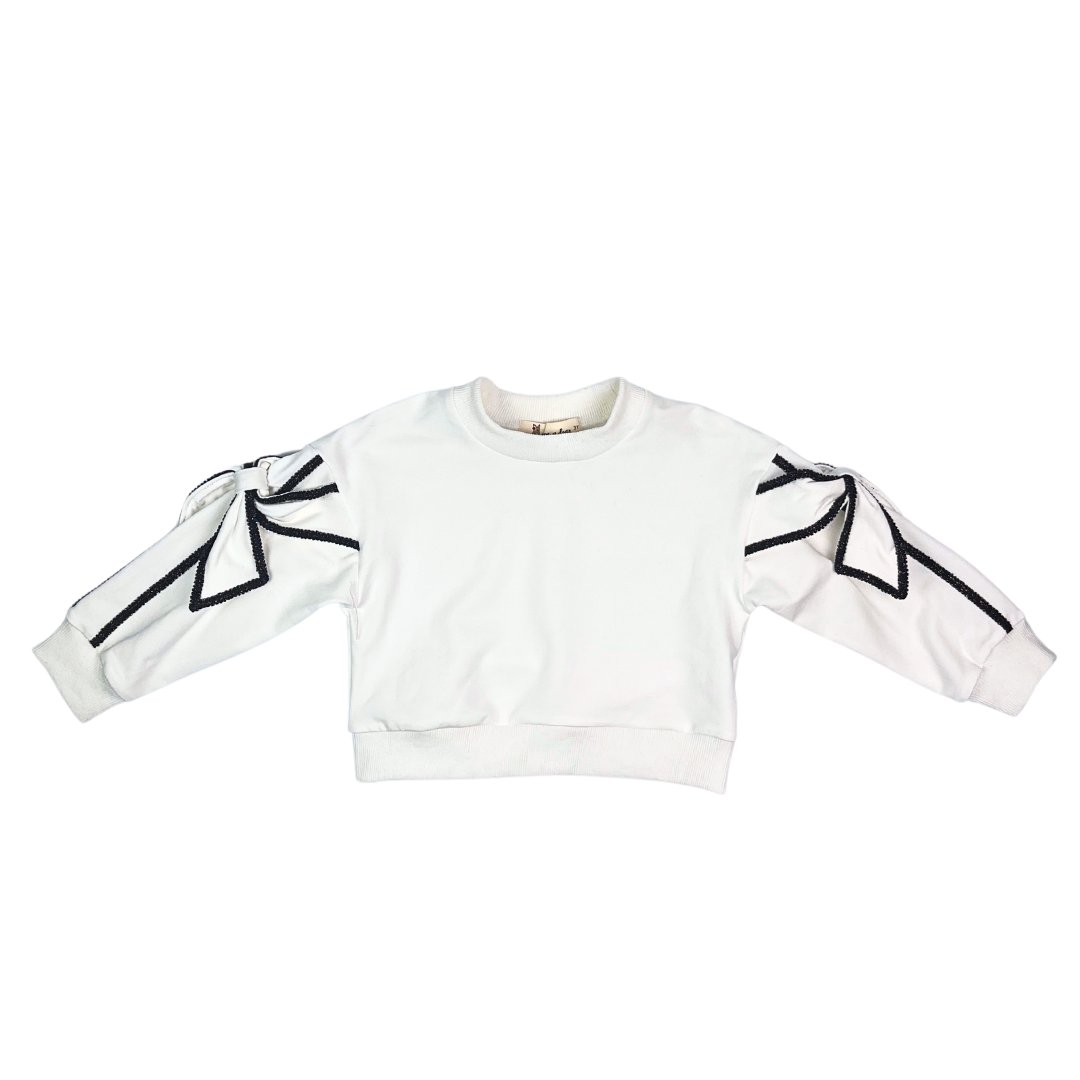 Bow Sleeve Sweatshirt - White - doe a dear