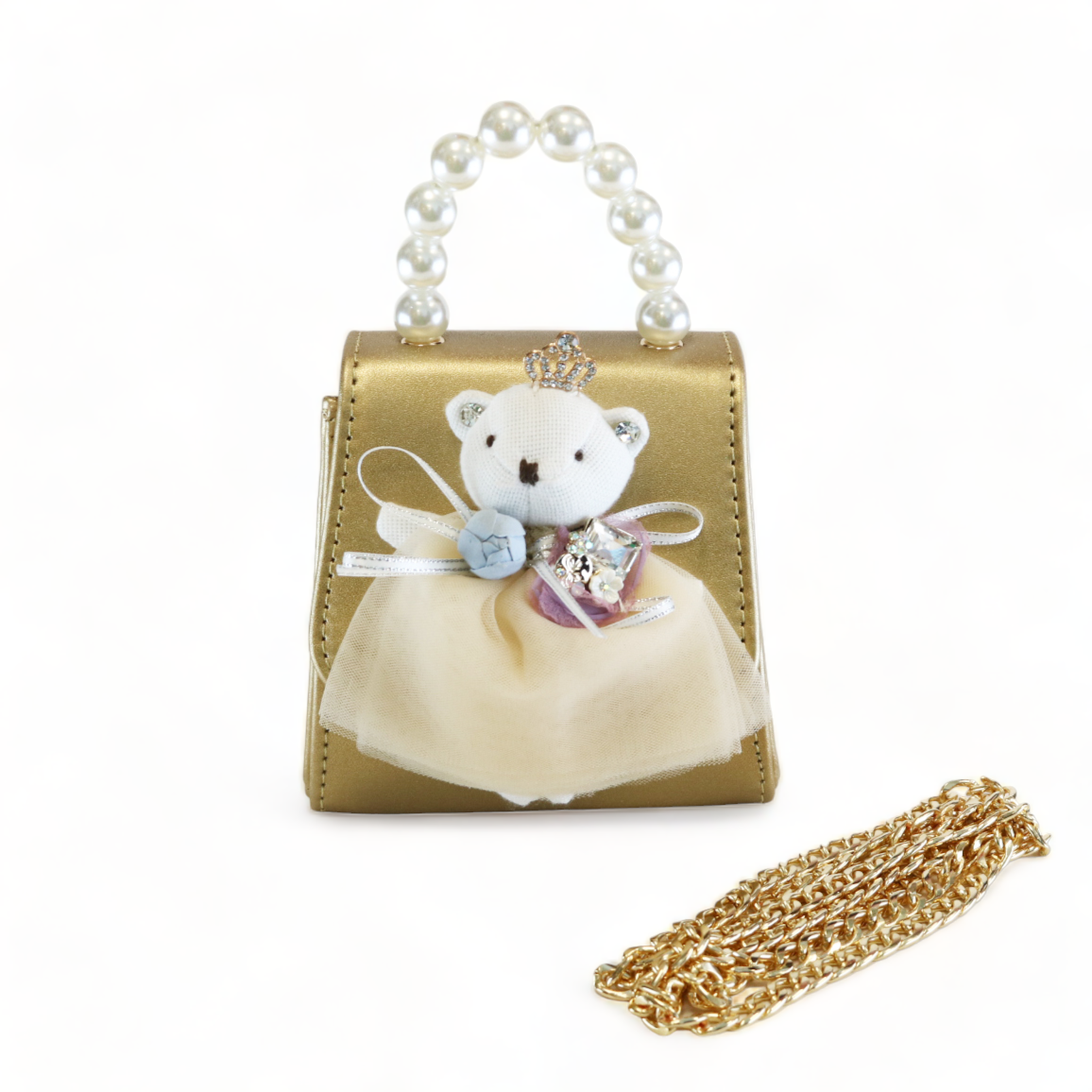 Princess Bear Leather Purse - Gold - doe a dear