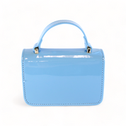 Floral & Charms Patent Leather Purse - Blue - doe a dear