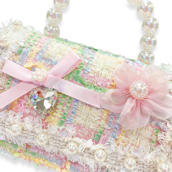 Bow & Floral Decor Tweed Purse - doe a dear
