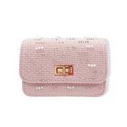 Pearls & Beads Tweed Purse -pink