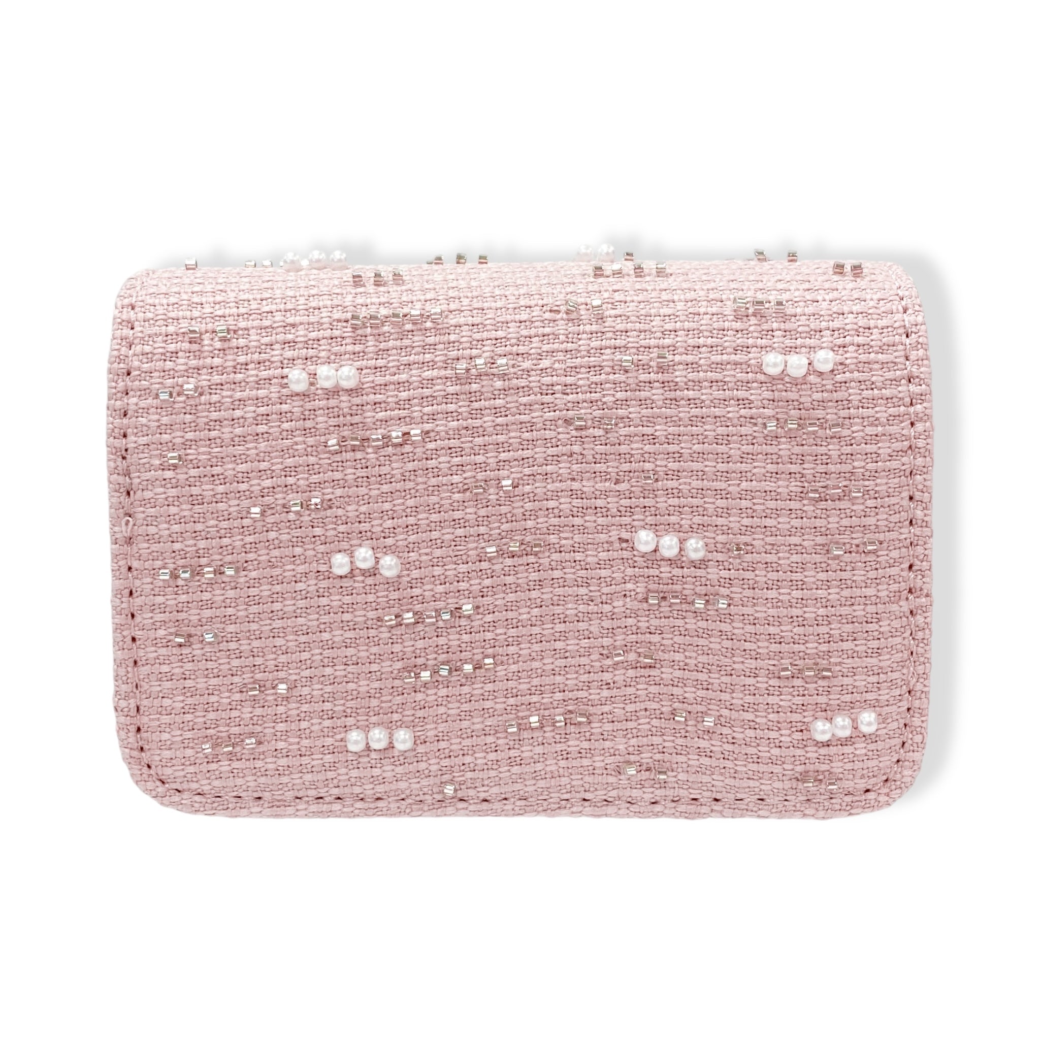 Pearls & Beads Tweed Purse -pink