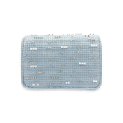 Pearls & Beads Tweed Purse -blue