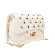 Colorful Gems Quilted Purse Cream