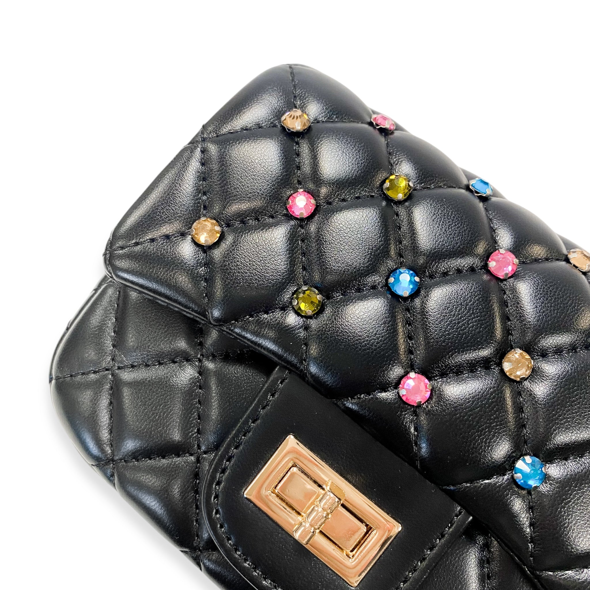 Colorful Gems Quilted Purse Black