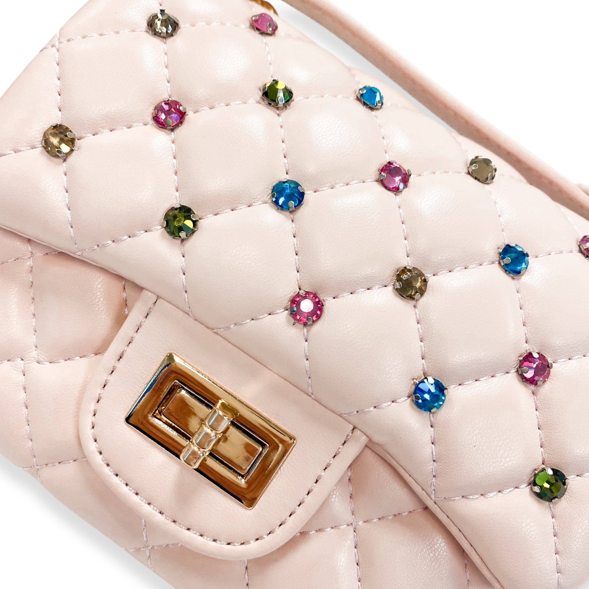 Colorful Gems Quilted Purse Pink