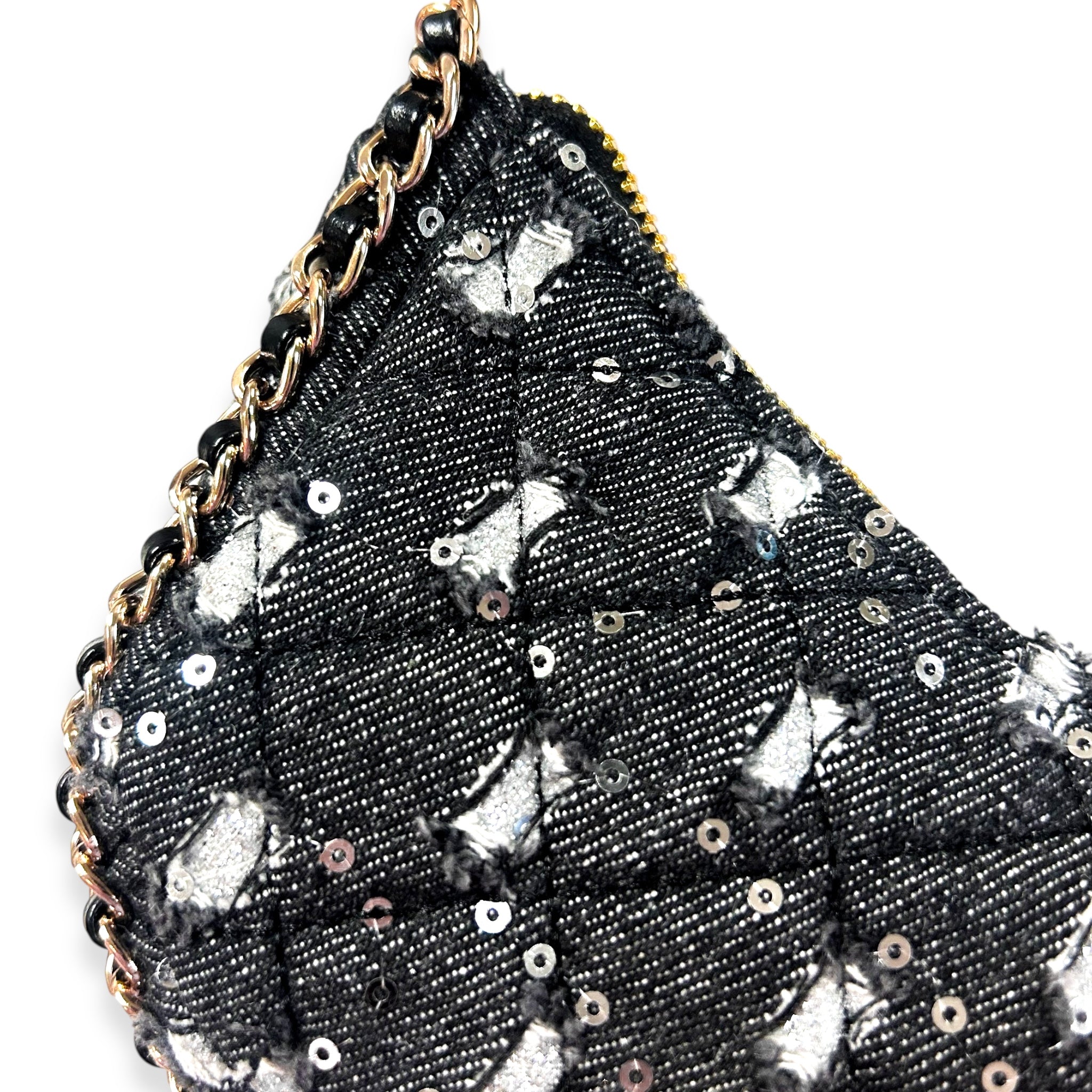 Denim Crescent Purse- Black - doe a dear