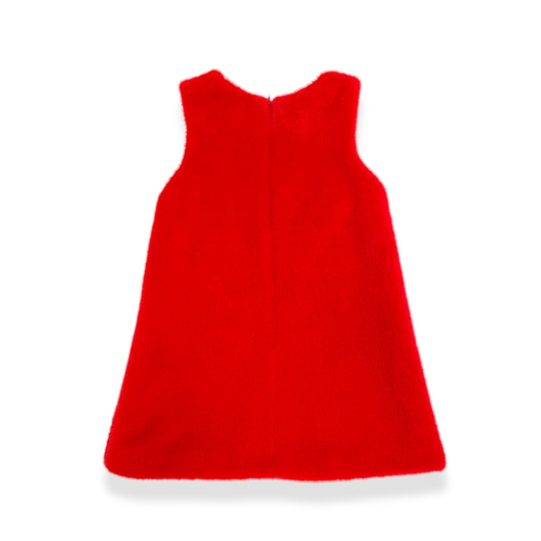 Sequin Christmas Tree Furry Dress - Red - doe a dear