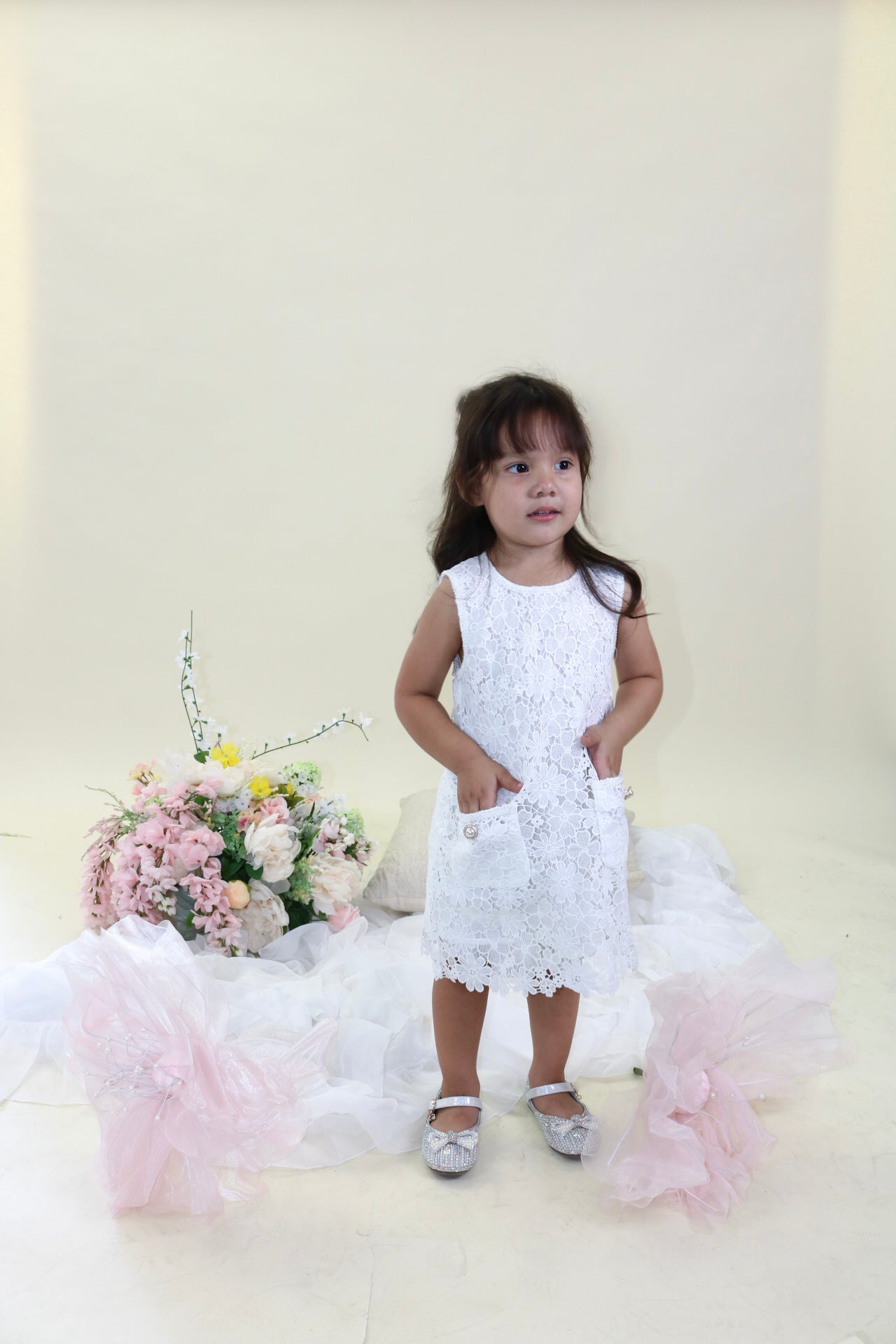 Floral Lace Dress -white