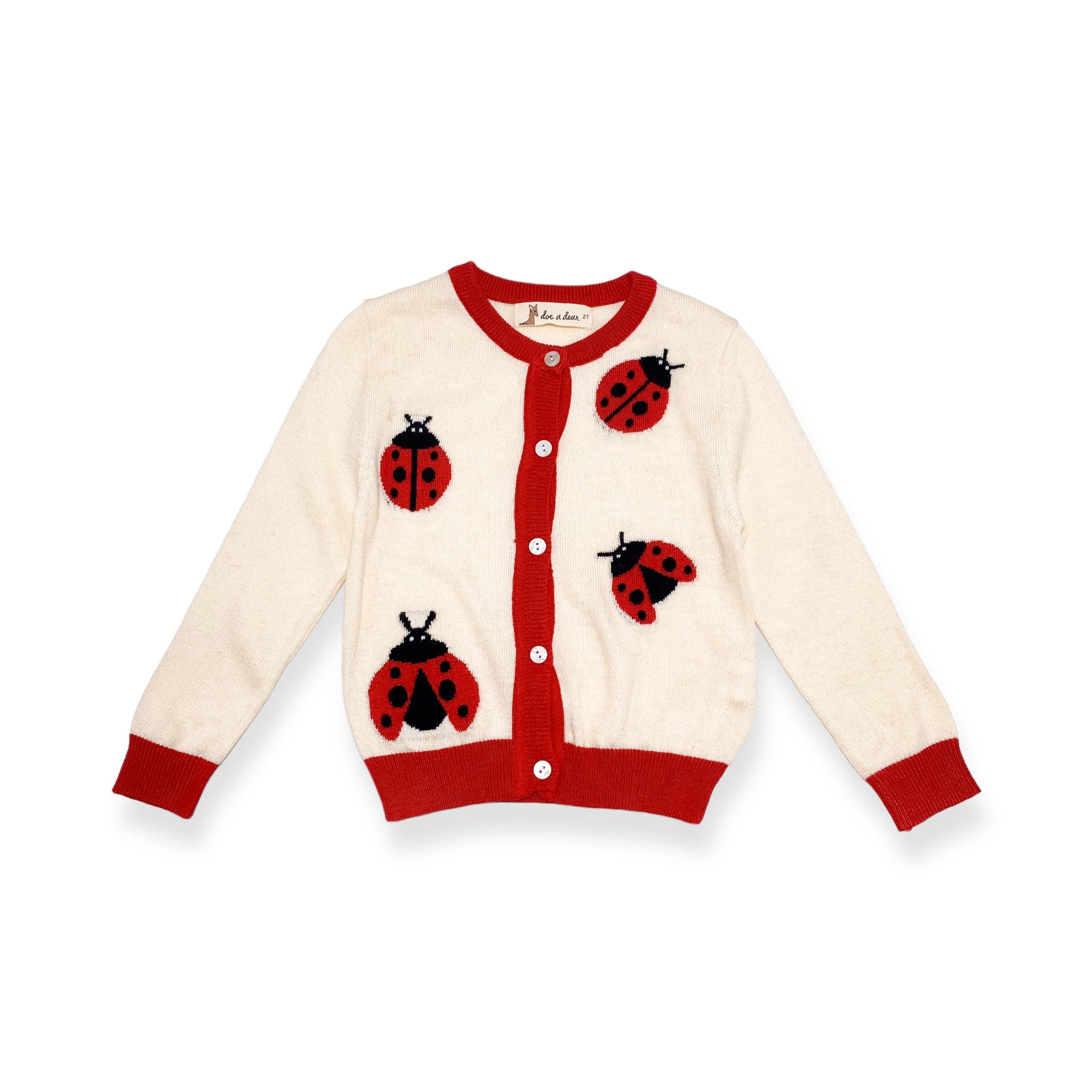 Ladybug Wooly Cardigan - Lt. Beige - doe a dear