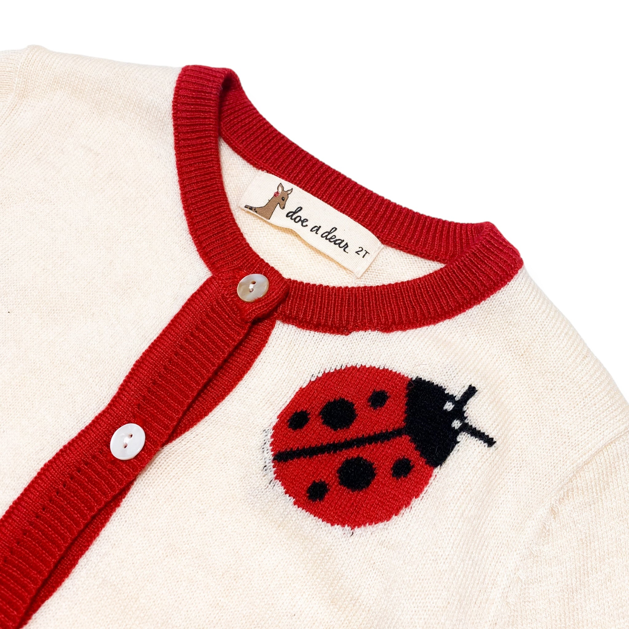 Ladybug Wooly Cardigan - Lt. Beige - doe a dear