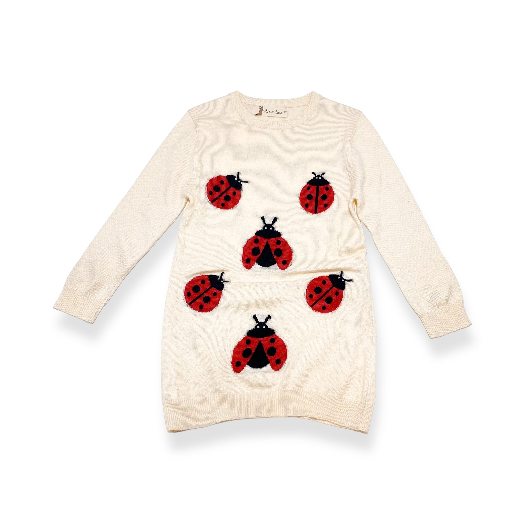 Ladybug Wooly Tunic Sweater - Ivory - doe a dear