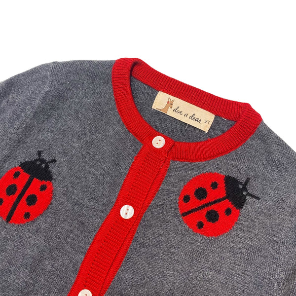 Ladybug Wooly Cardigan - Grey - doe a dear