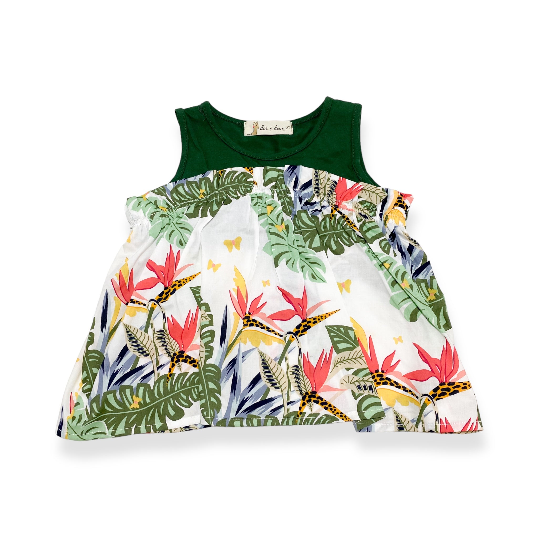 Tropical Print Sleeveless Blouse - doe a dear