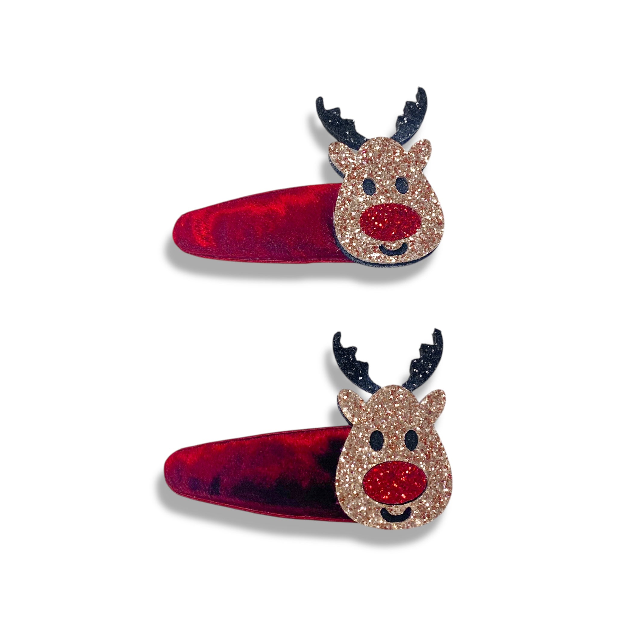 Velvet Reindeer Pair Hair Clip