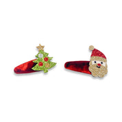 Velvet Santa & Tree Hair Clip