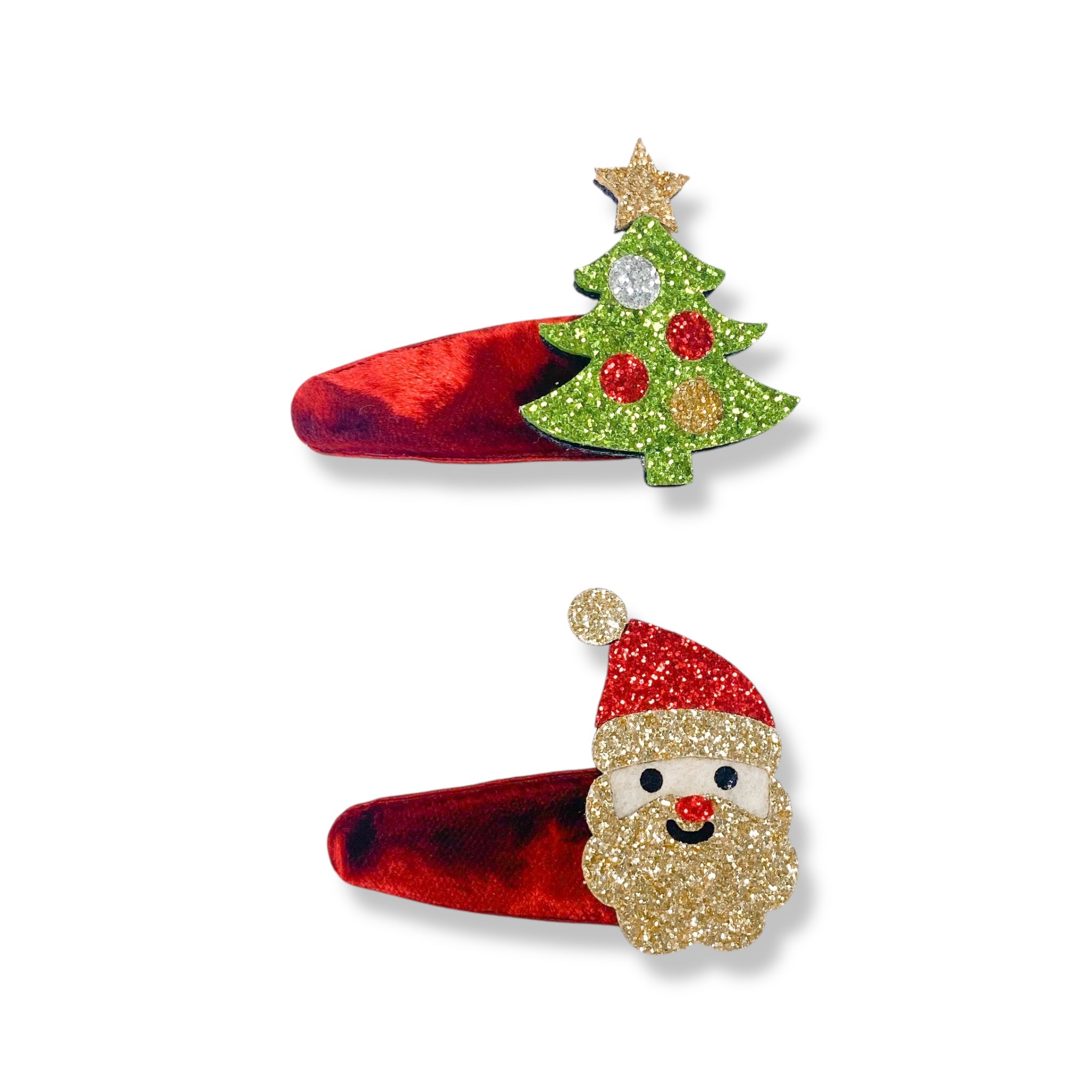 Velvet Santa & Tree Hair Clip