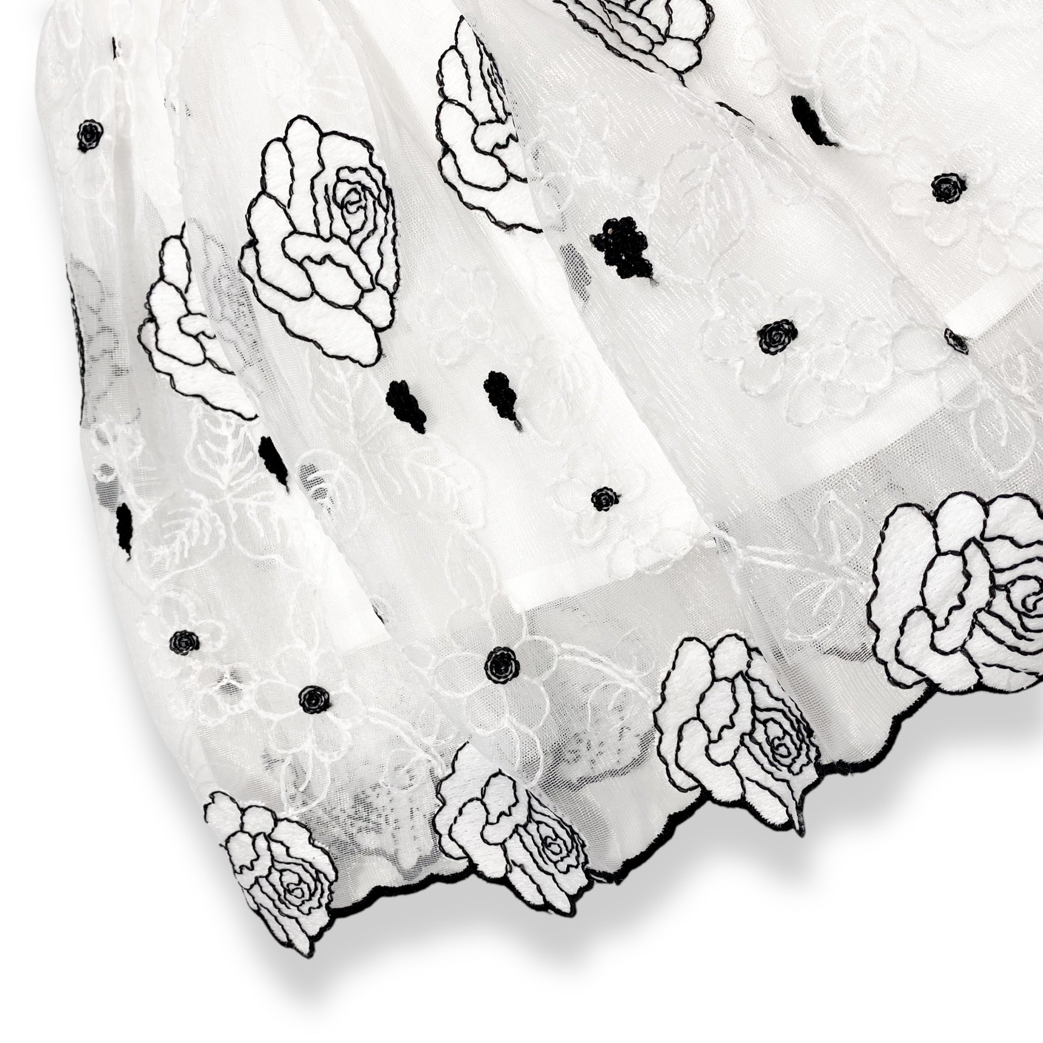 White Lace w/ Black Rose Printed Dress - doe a dear