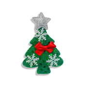 Green Xmas Tree With Silver Star Hair Clip