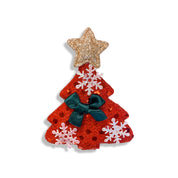 Red Xmas Tree With Gold Star Hair Clip