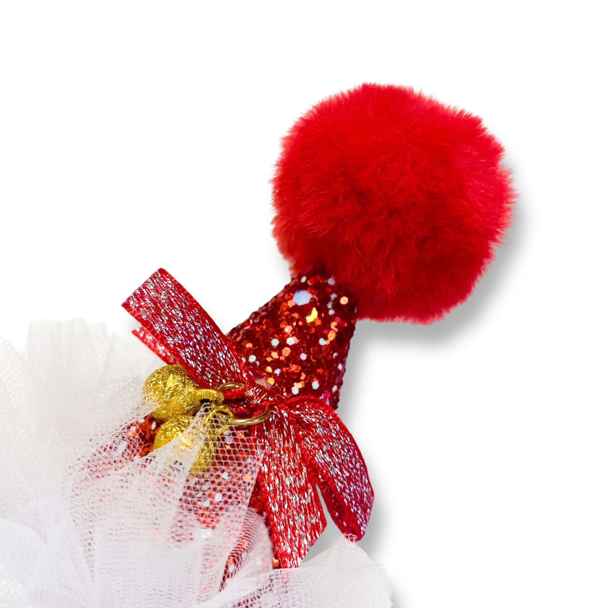 Red Pom Party Hat Hair Clip