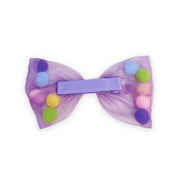 Pom pom Mesh Bow Hair Clip - doe a dear