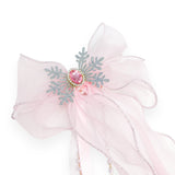 Snowflake Mesh Bow Hair Clip - Pink