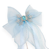 Snowflake Mesh Bow Hair Clip - Blue