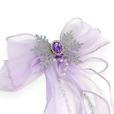 Snowflake Mesh Bow Hair Clip - Purple
