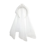 Tiara Headband w/ Veil - White