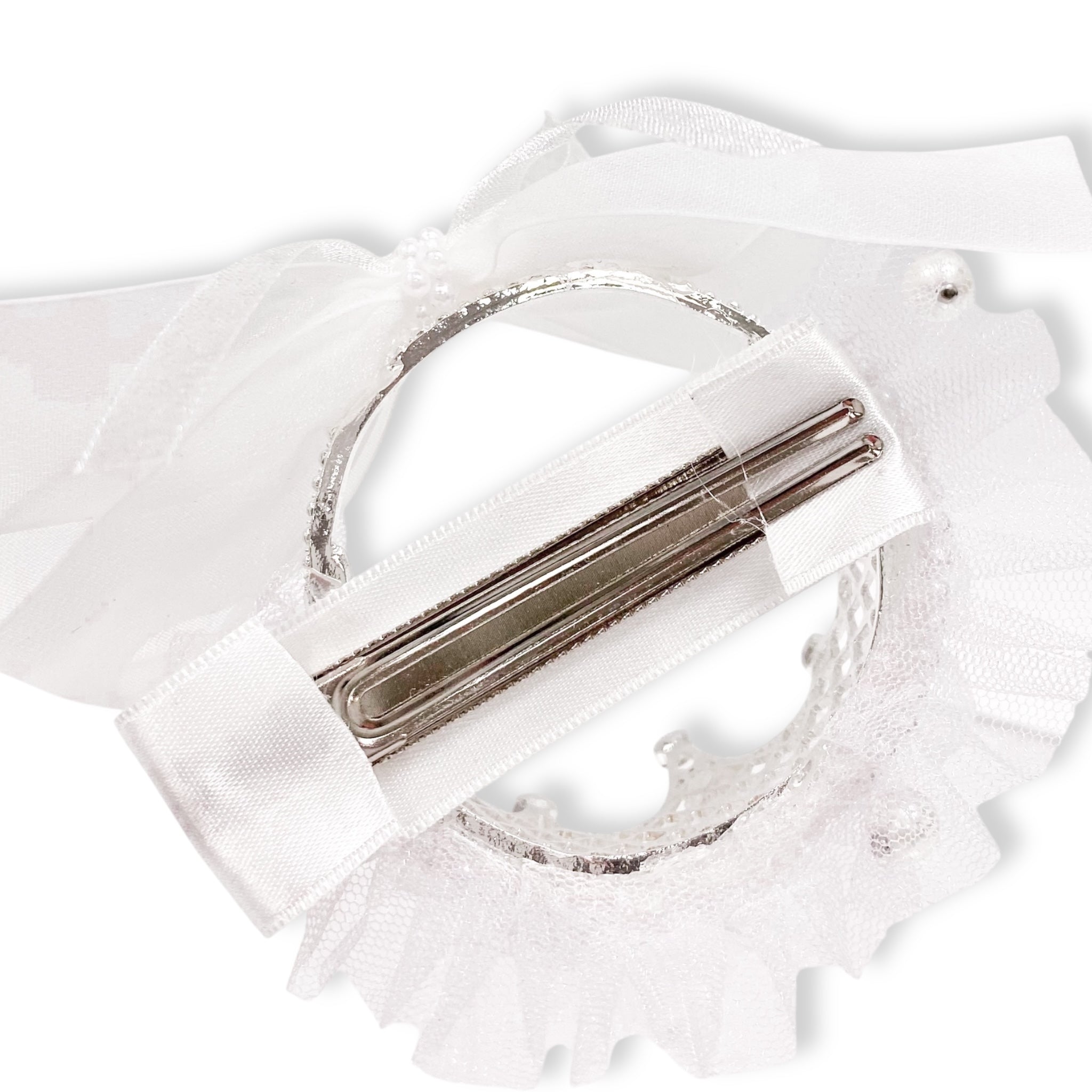 Tiara Mesh Hair Clip -white