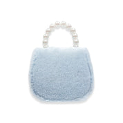 Mesh Bow Furry Purse - Blue