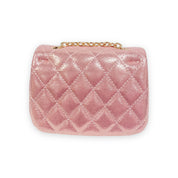 Floral Shiny Quilted Purse - Bubblegum