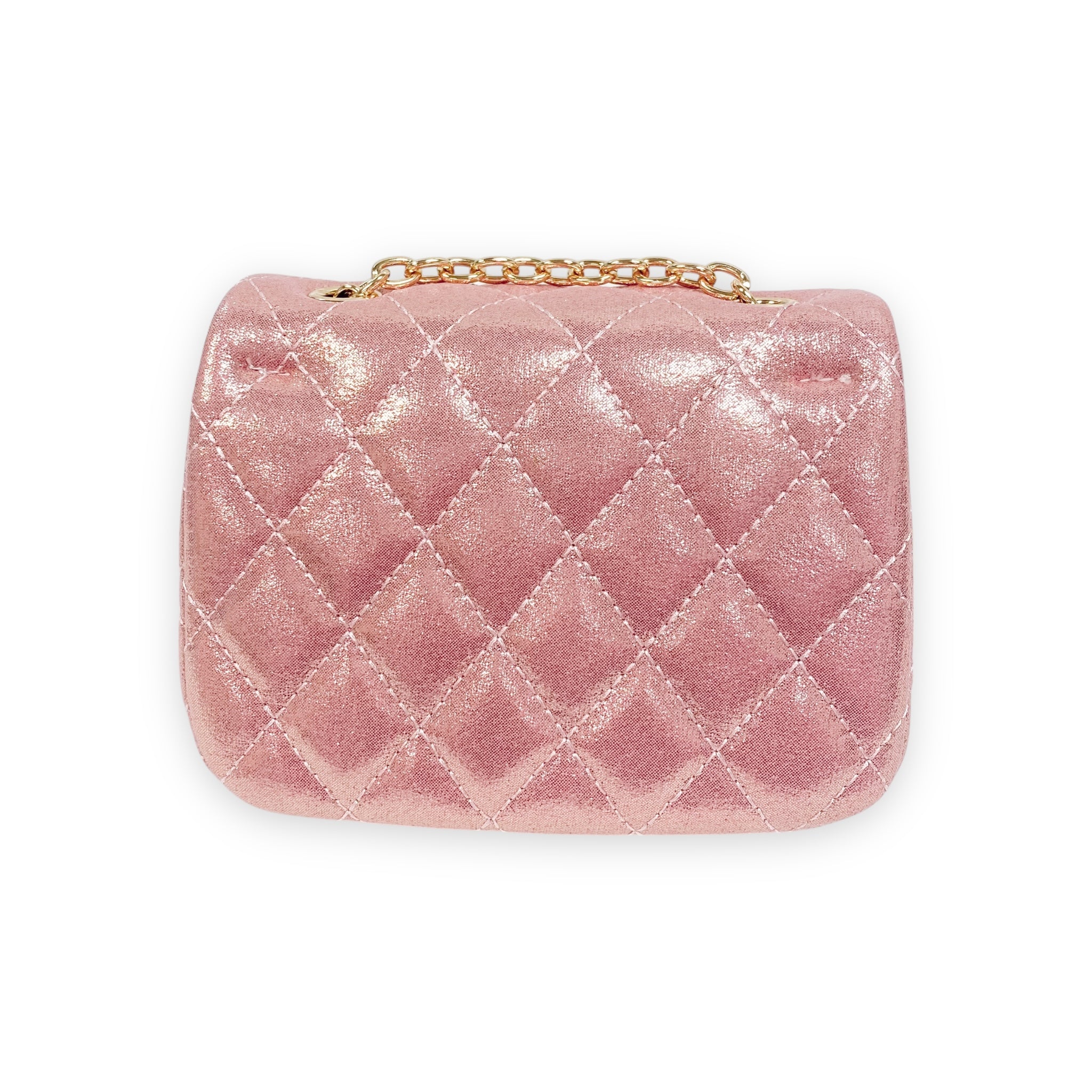 Floral Shiny Quilted Purse - Bubblegum