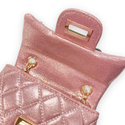 Floral Shiny Quilted Purse - Bubblegum