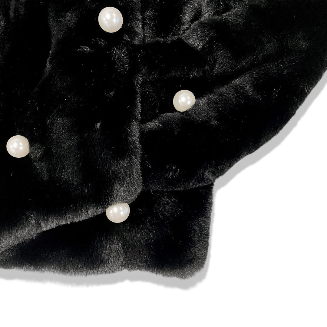 Pearl Stud Black Fur Coat