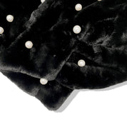 Pearl Stud Black Fur Coat