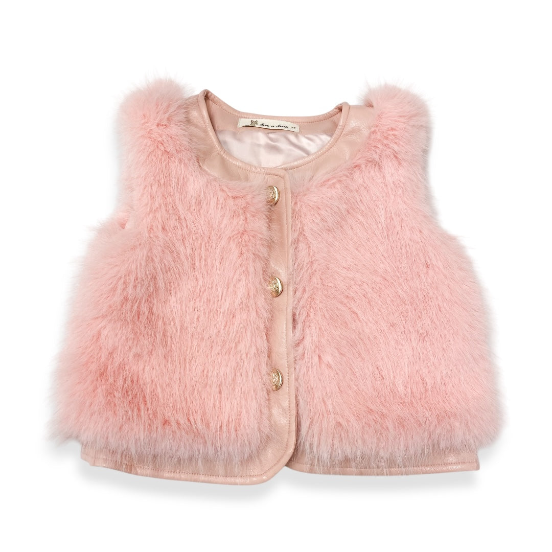 Leather Trimmed Faux Fur Vest - doe a dear